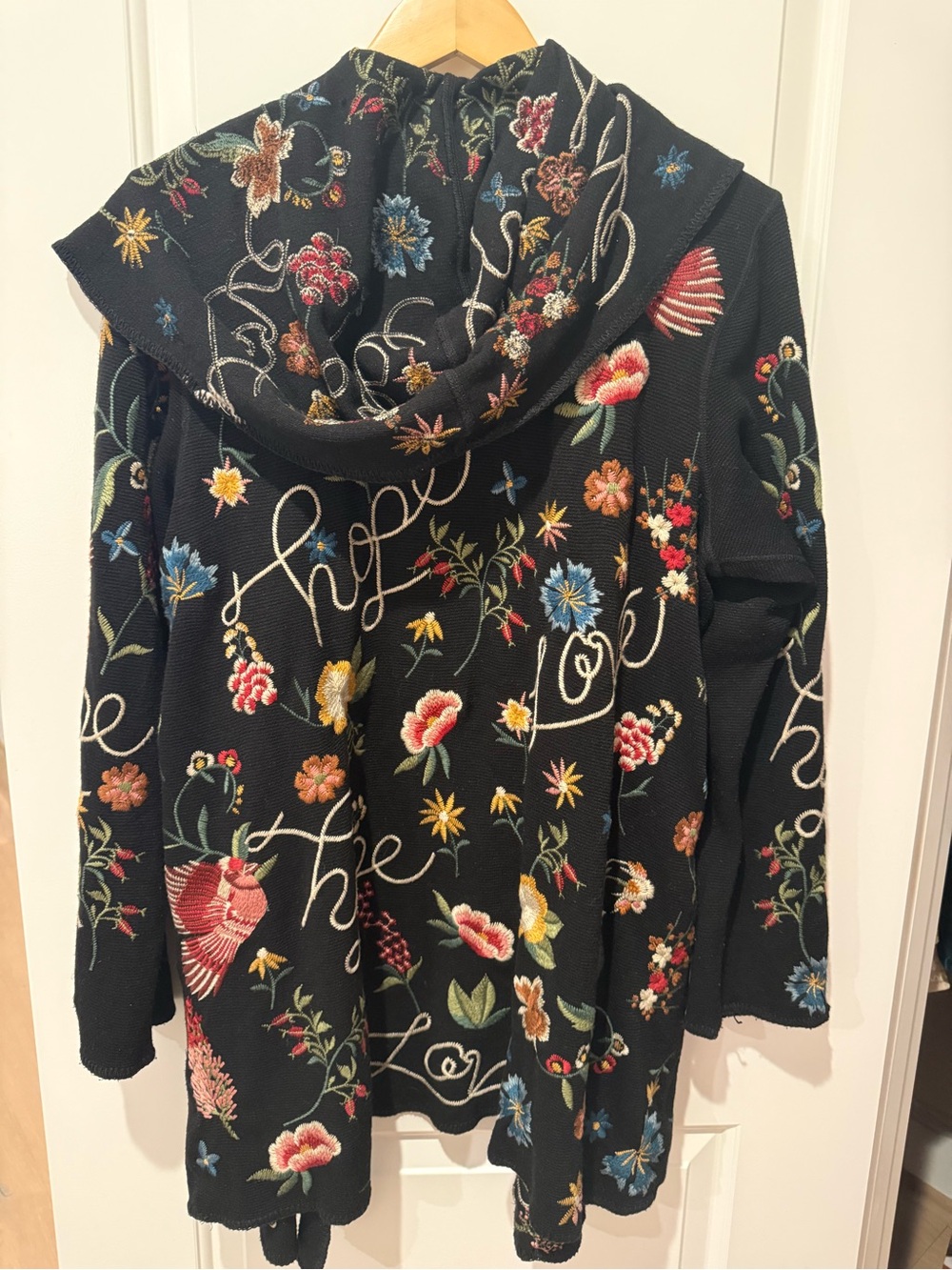 Johnny Was Rana Hooded Black Embroidered Cardigan XL - Picture 4 of 13